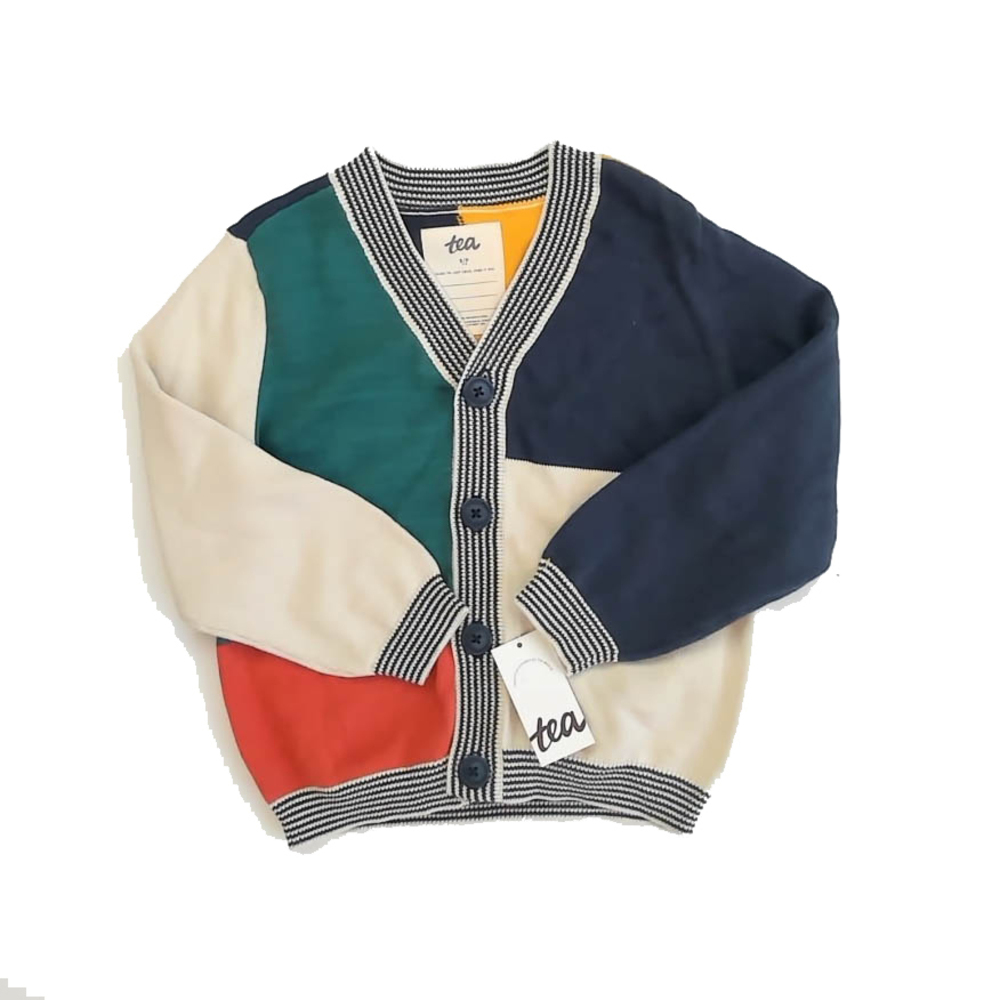 Tea Collection Boys Green | Gray Colorblock Cardigan size: 4-5T